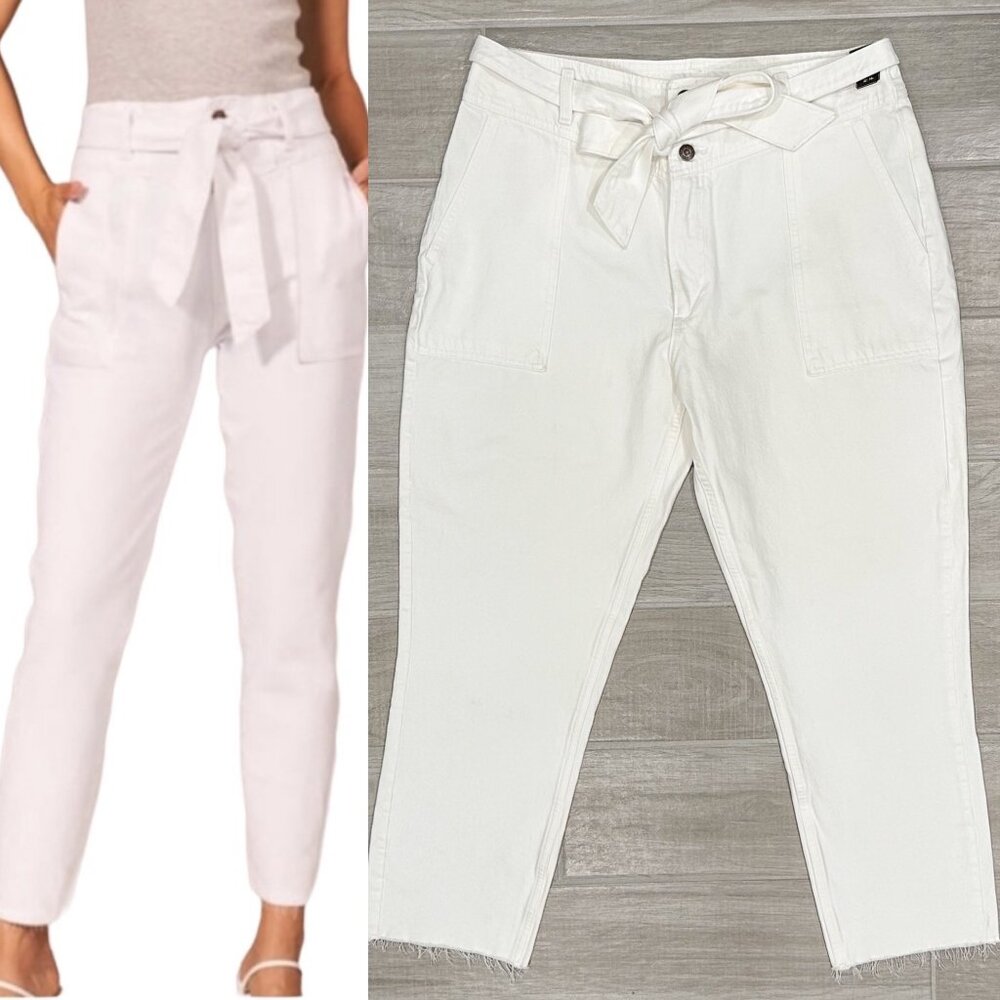 Abercrombie & Fitch High-Rise White Paperbag Waist Jeans